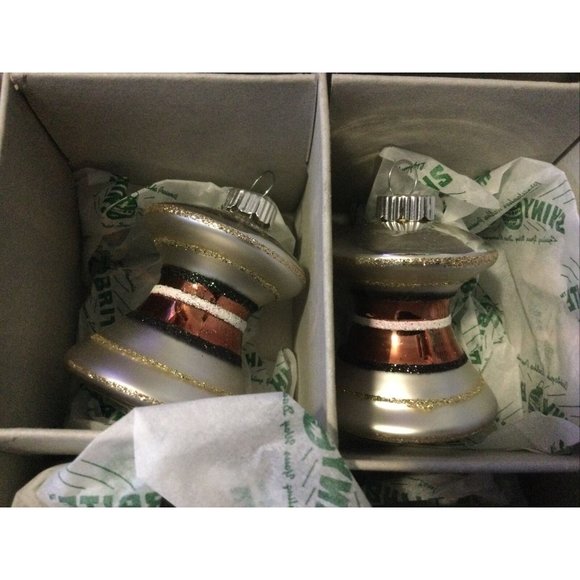 Christopher Radko Shiny Brite Glass Gold Silver Christmas Ornaments Set of 9 - Picture 4 of 5